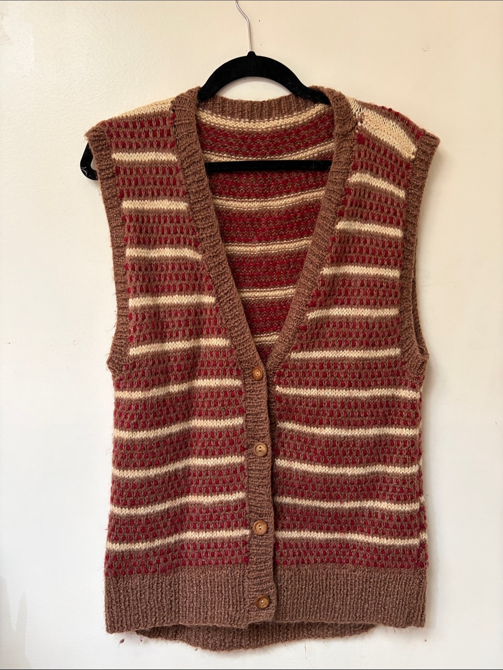 Striped Knit Button Down Sweater Vest